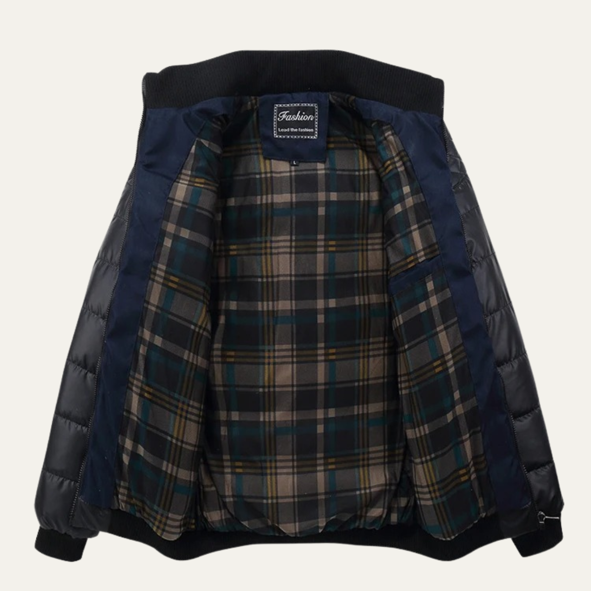 The Roma Veste Matelassée en Cuir pour Homme avec Col Montant