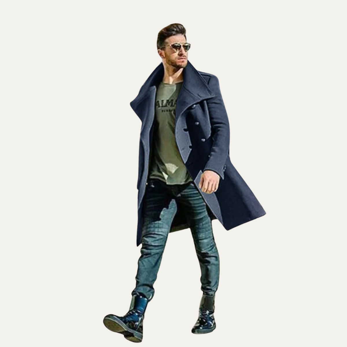 The Dunhill - manteau trench long en laine doublement boutonné élégant pour hommes