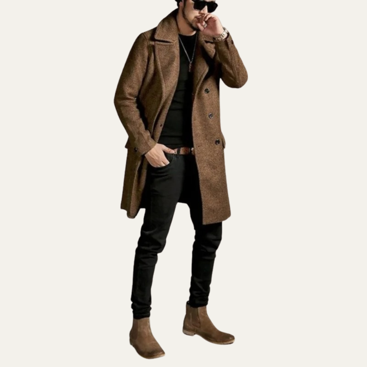 The Ashride - Trench-coat pour homme en laine mélangée à double boutonnage