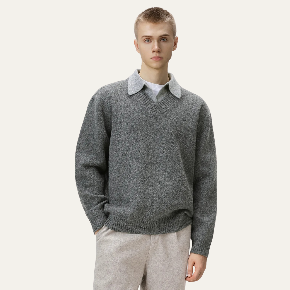 The Matera Stylish Le Pull Tricoté à Col Polo Doux pour Homme