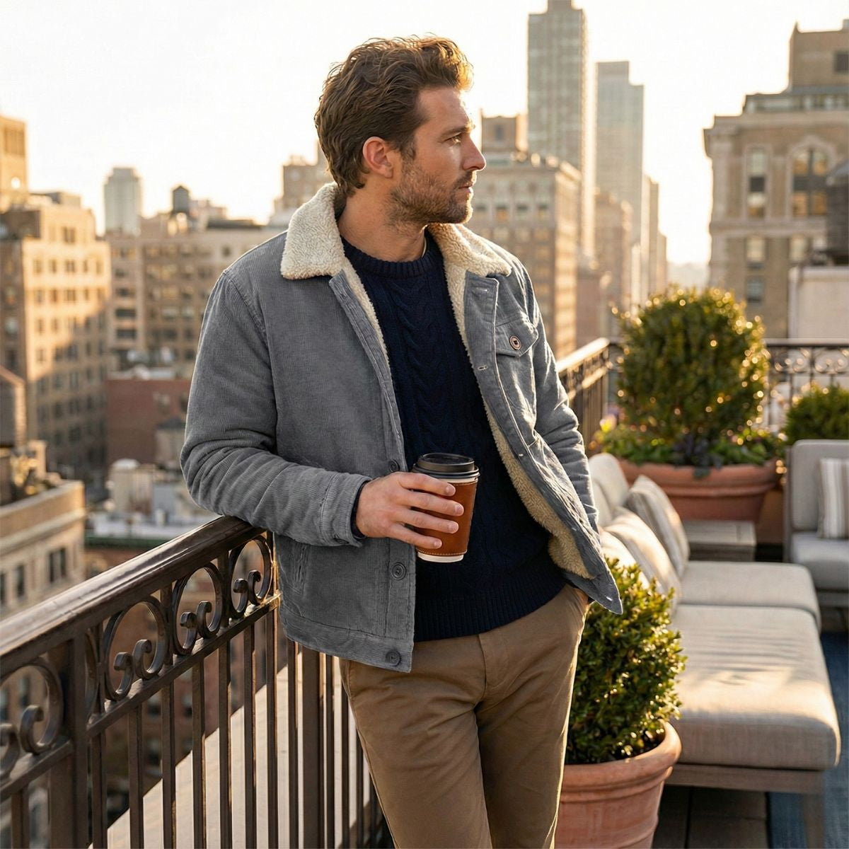 The Eversley - Veste d'Hiver Chaude en Velours Côtelé pour Hommes