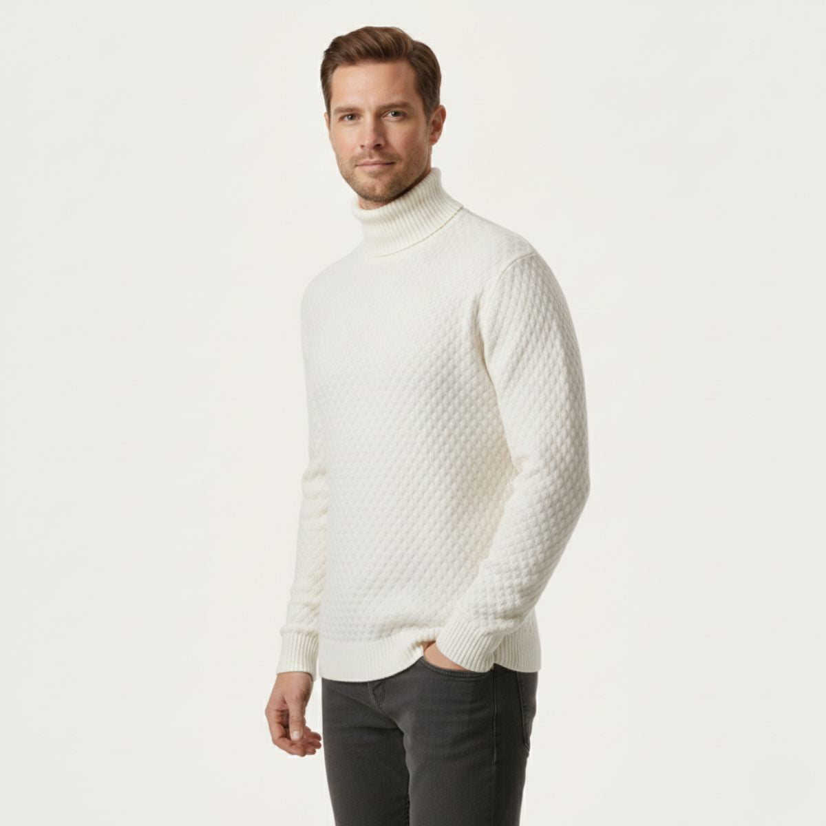 The Lavagna - Pull à col roulé épais en laine pour homme