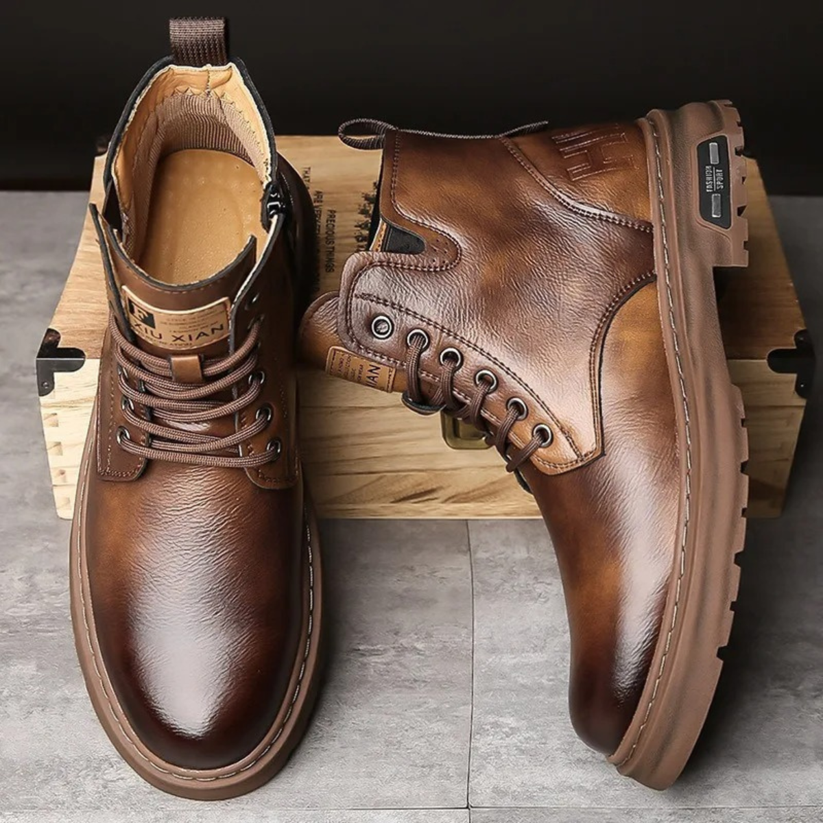 The Lipari - Bottines en Cuir Antidérapantes Durables pour Hommes
