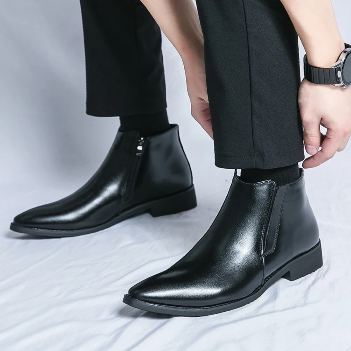 The Panarea Bottines Chelsea Classiques en Cuir à Enfiler pour Homme