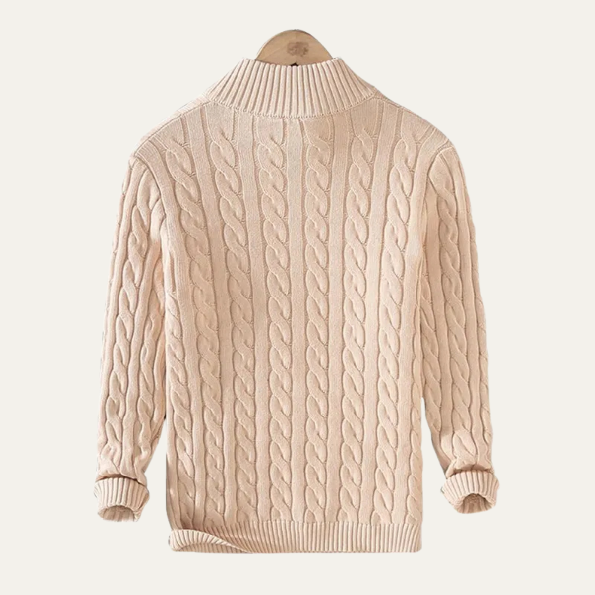 The Ashmeadow - Pull à fermeture éclair pour homme en 100 % coton doux tricoté torsadé