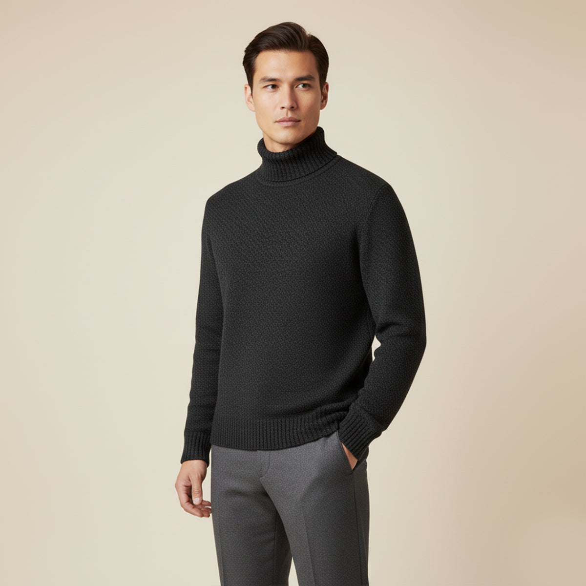 The Highclere - Col roulé en laine mérinos pour homme