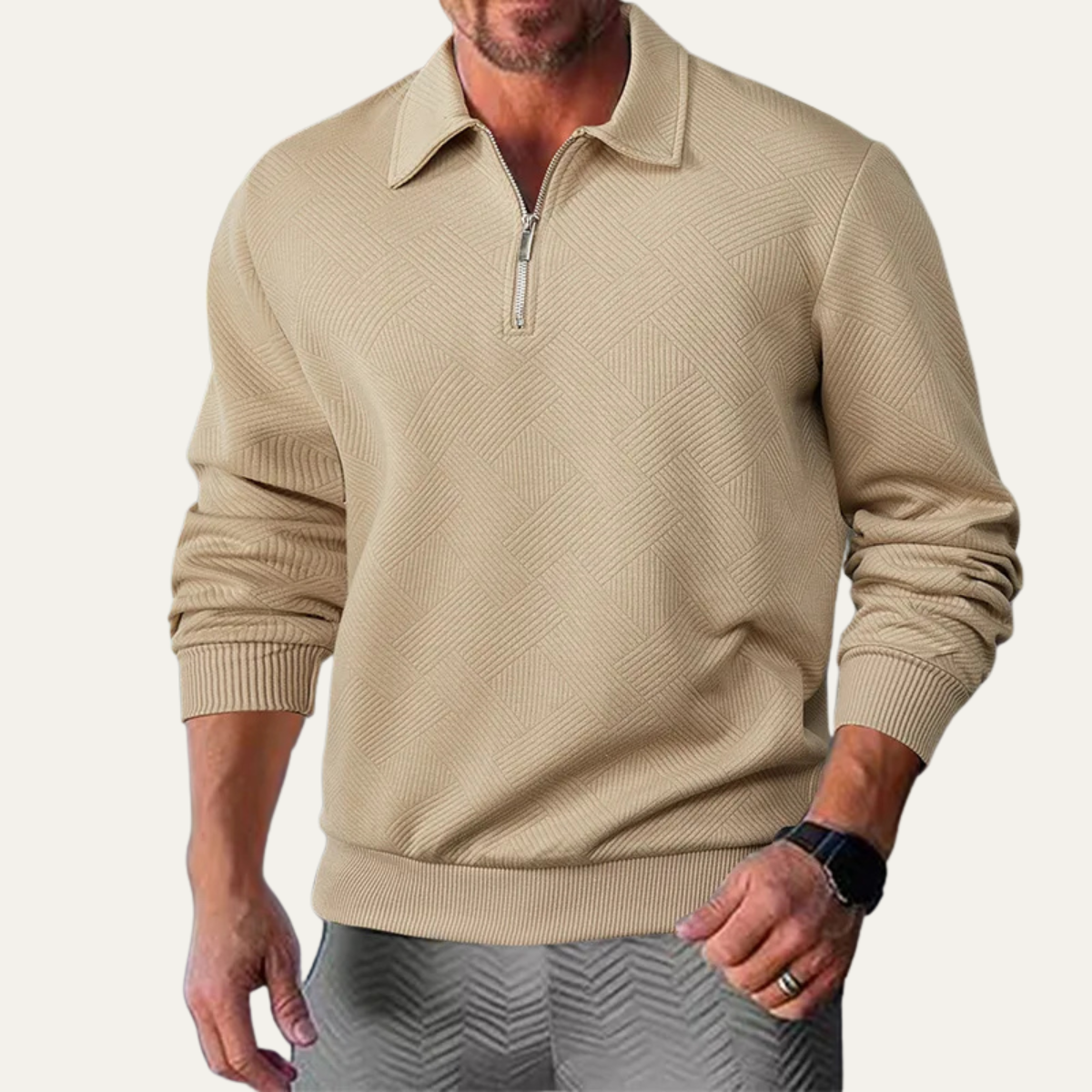 The Elgin - Pull Polo Zippé Décontracté pour Homme