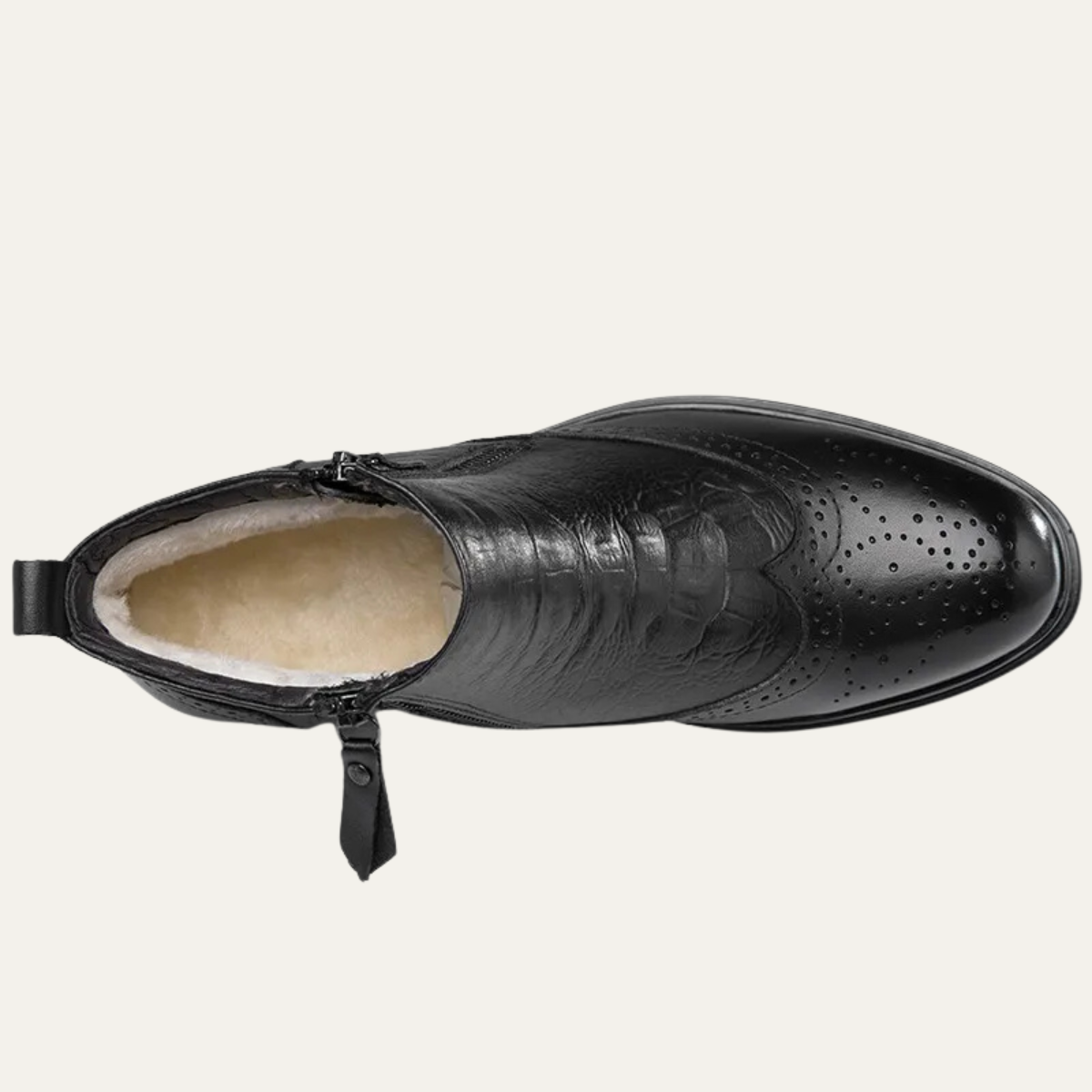 The Westminster Bottines d’Hiver en Cuir avec Doublure Peluche et Fermeture Éclair pour Homme