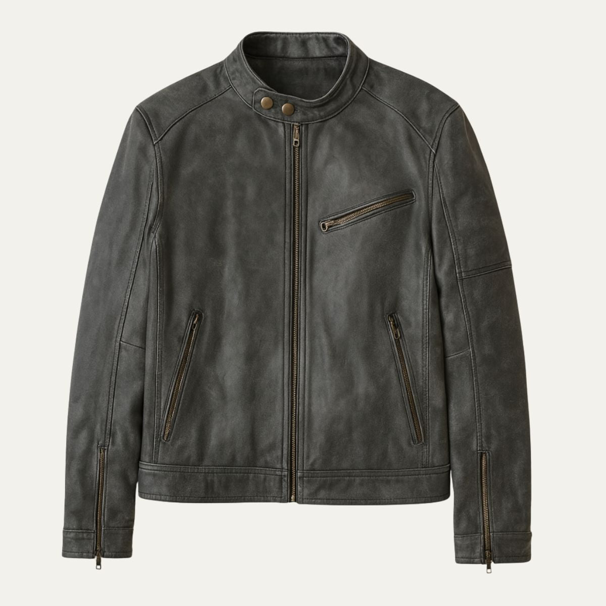 The Brooklyn - Veste en cuir classique style motard pour homme
