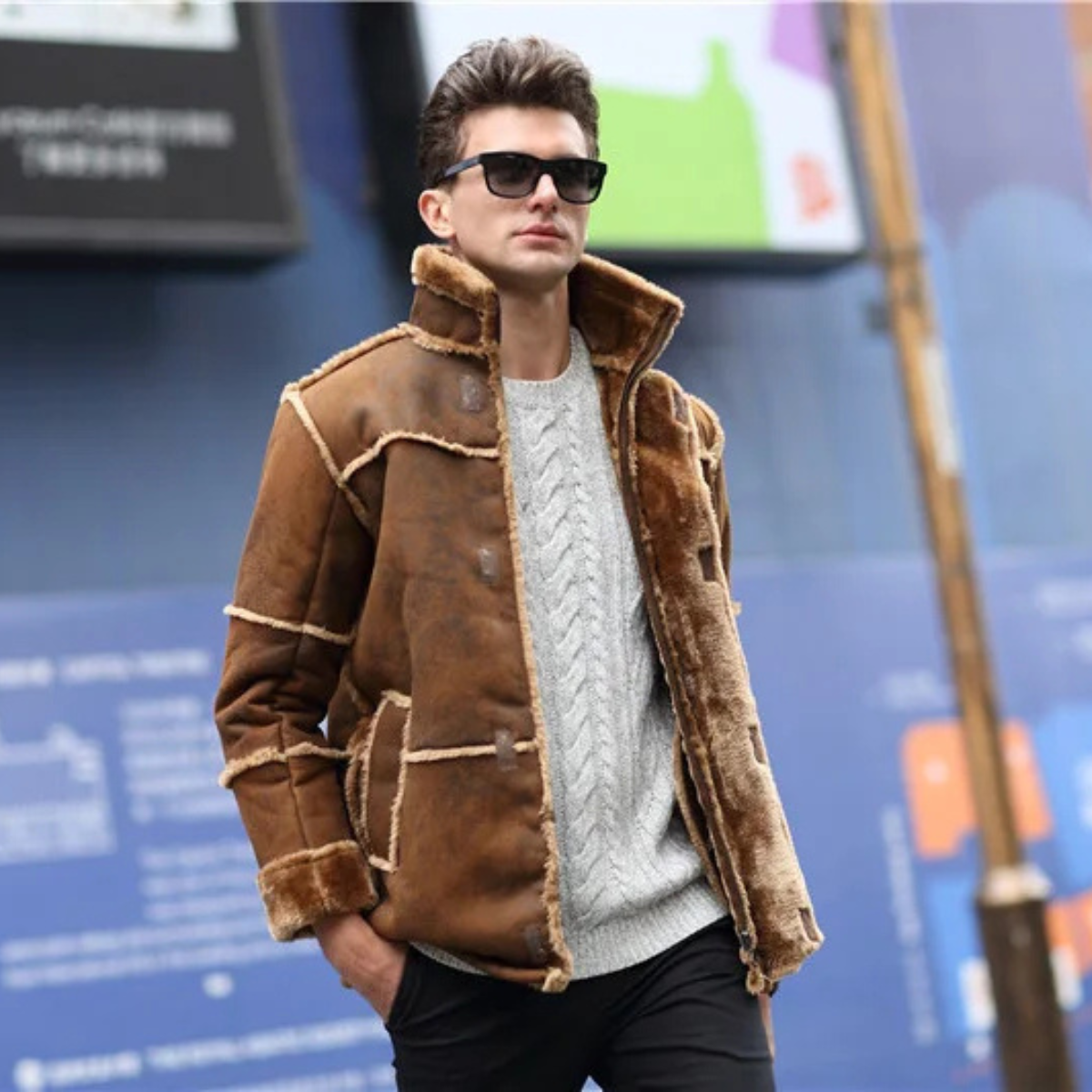 The Kingsley - Veste d'hiver en cuir de mouton et daim pour homme