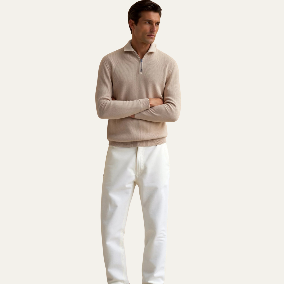 The Berkhamsted – Pull en maille fine premium pour homme à col demi zip