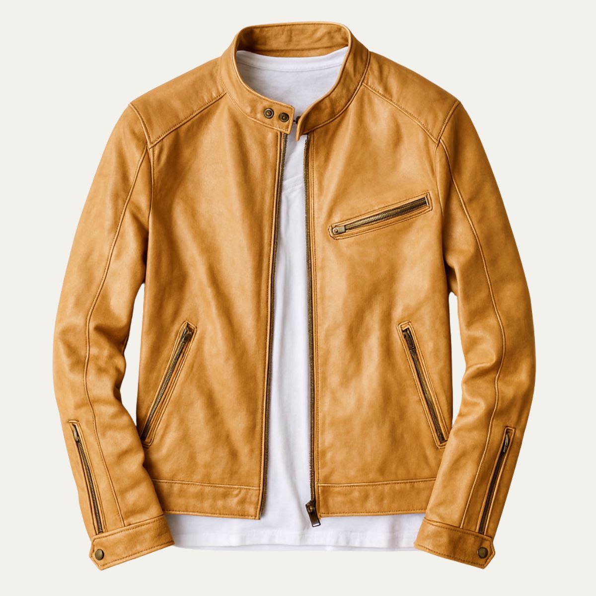 The Brooklyn - Veste en cuir classique style motard pour homme