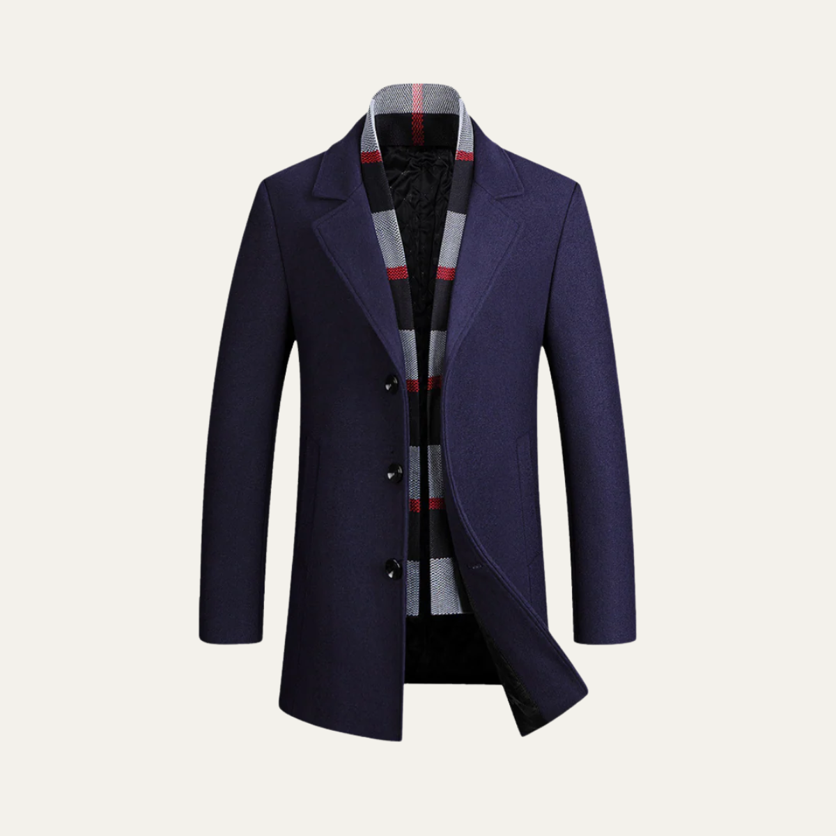 The Knightsbridge - Manteau en laine de luxe pour homme avec détail écharpe