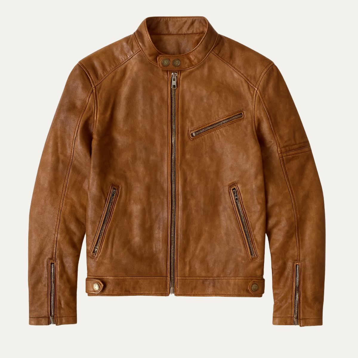 The Brooklyn - Veste en cuir classique style motard pour homme