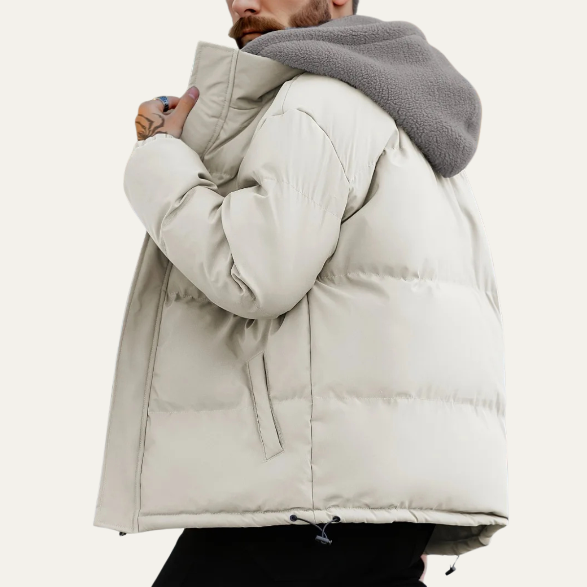 The Kirkwall Veste doudoune zippée à capuche pour homme avec doublure en polaire – Blanche