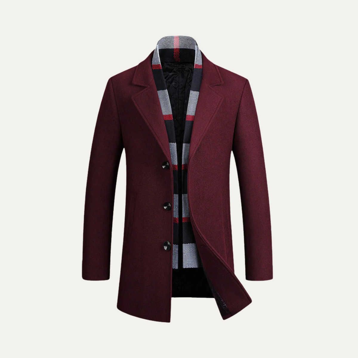 The Knightsbridge - Manteau en laine de luxe pour homme avec détail écharpe