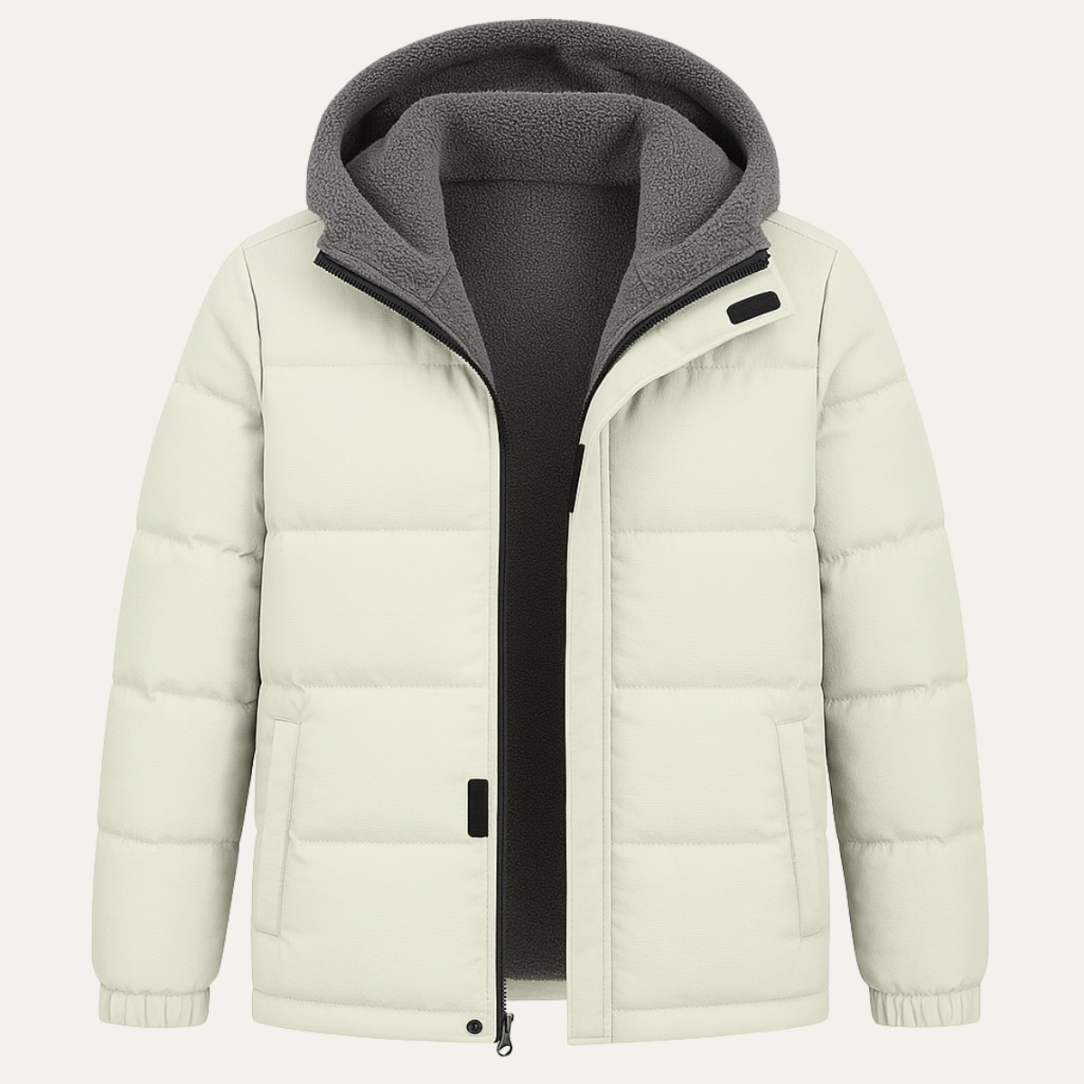 The Kirkwall Veste doudoune zippée à capuche pour homme avec doublure en polaire – Blanche