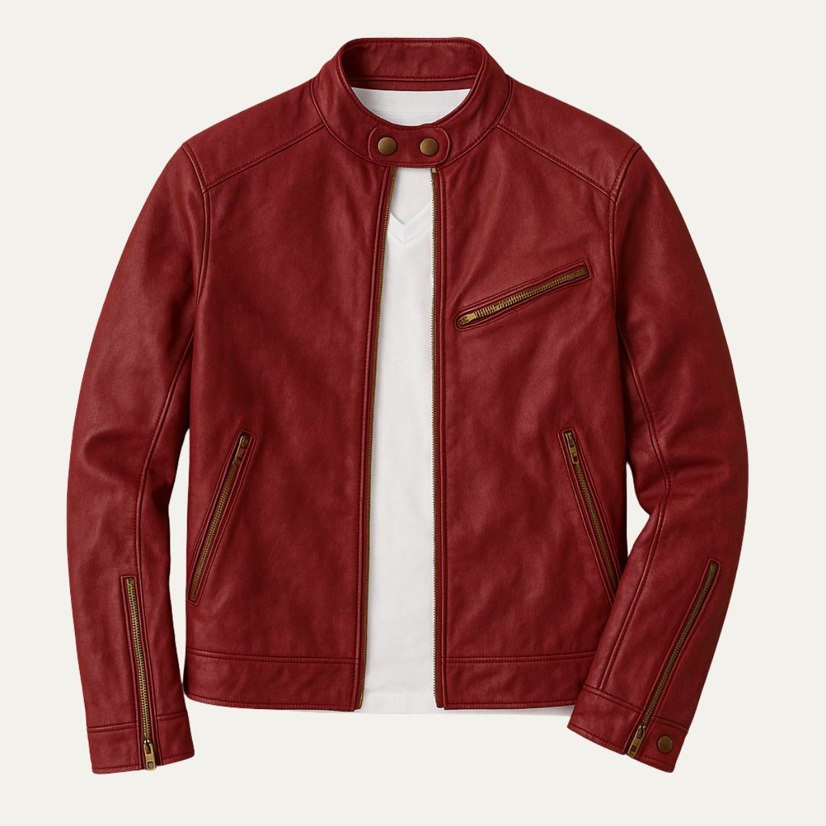 The Brooklyn - Veste en cuir classique style motard pour homme