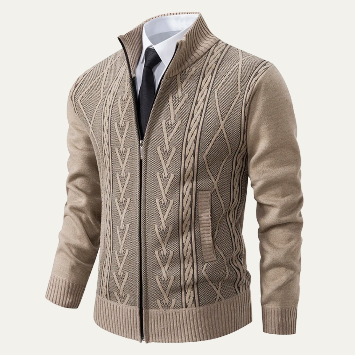 The Dorsoduro – Cardigan Zippé à Motifs Tricotés