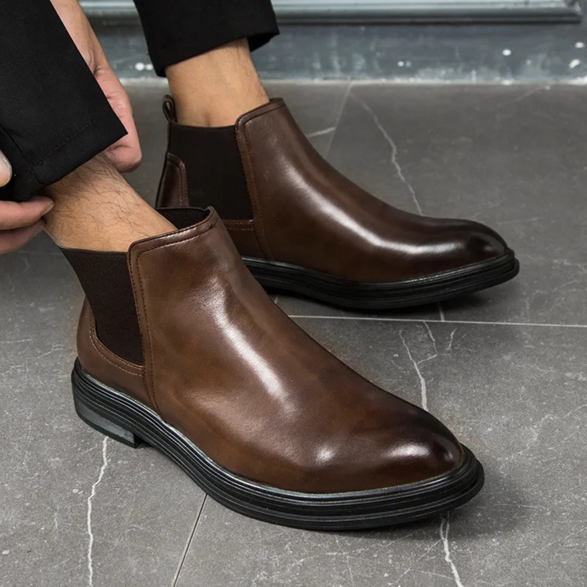 The Lezzeno - Bottes Chelsea Classiques en Cuir pour Hommes