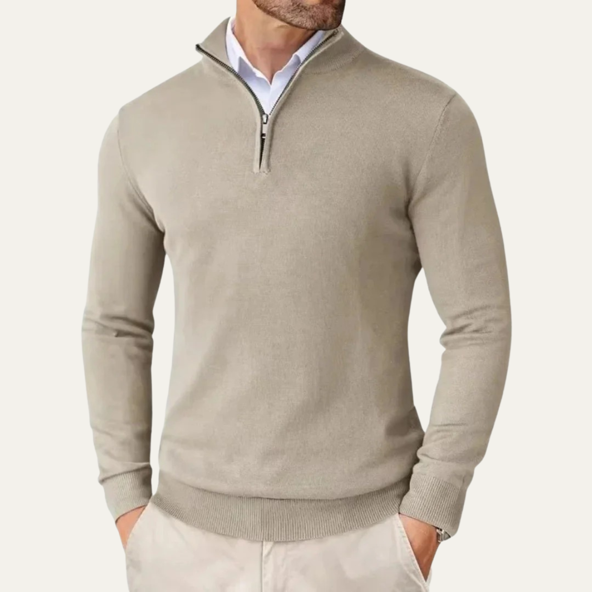 The Ballymoney - Pull en tricot à demi-zip décontracté pour homme