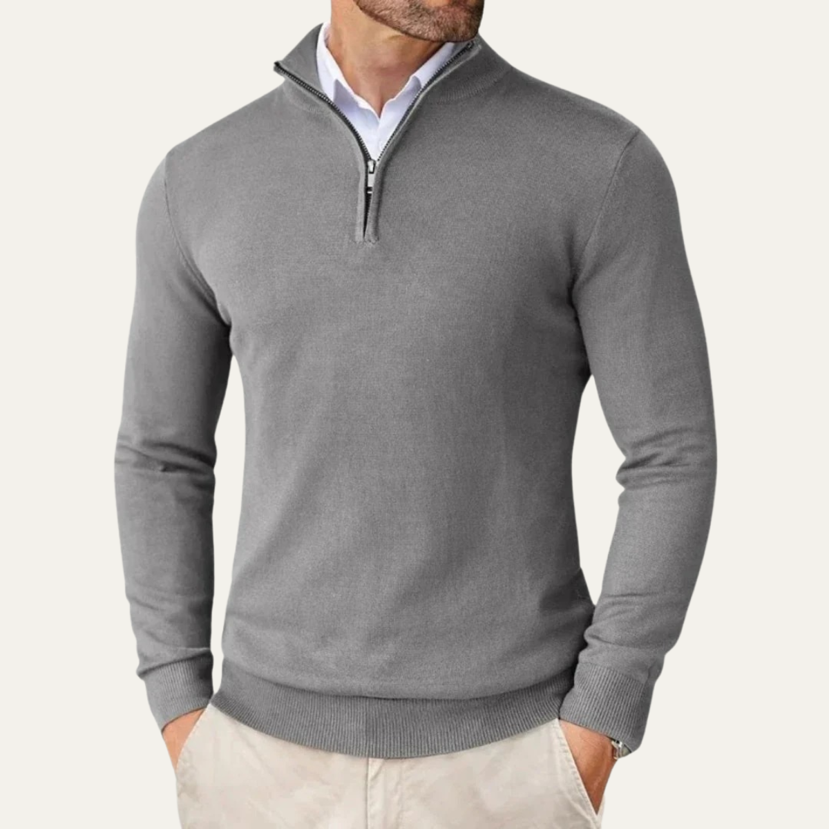 The Ballymoney - Pull en tricot à demi-zip décontracté pour homme
