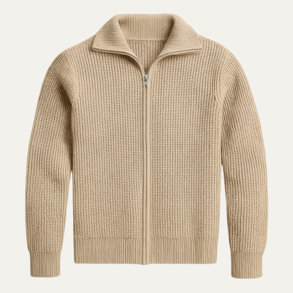 The Lisbon - Cardigan en laine mérinos tricotée pour homme – Beige