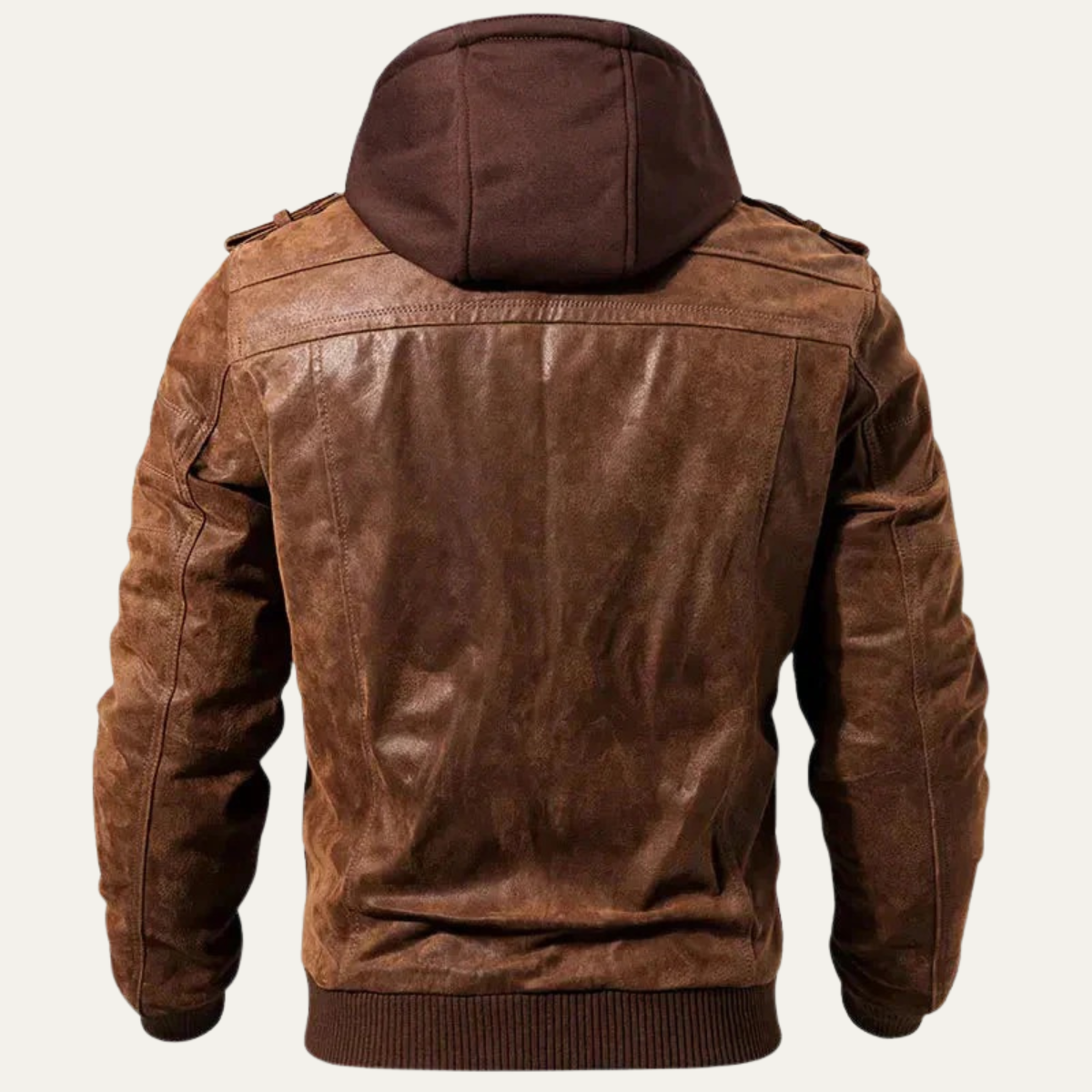 The Cardiff - Veste en Cuir Biker à Capuche pour Homme