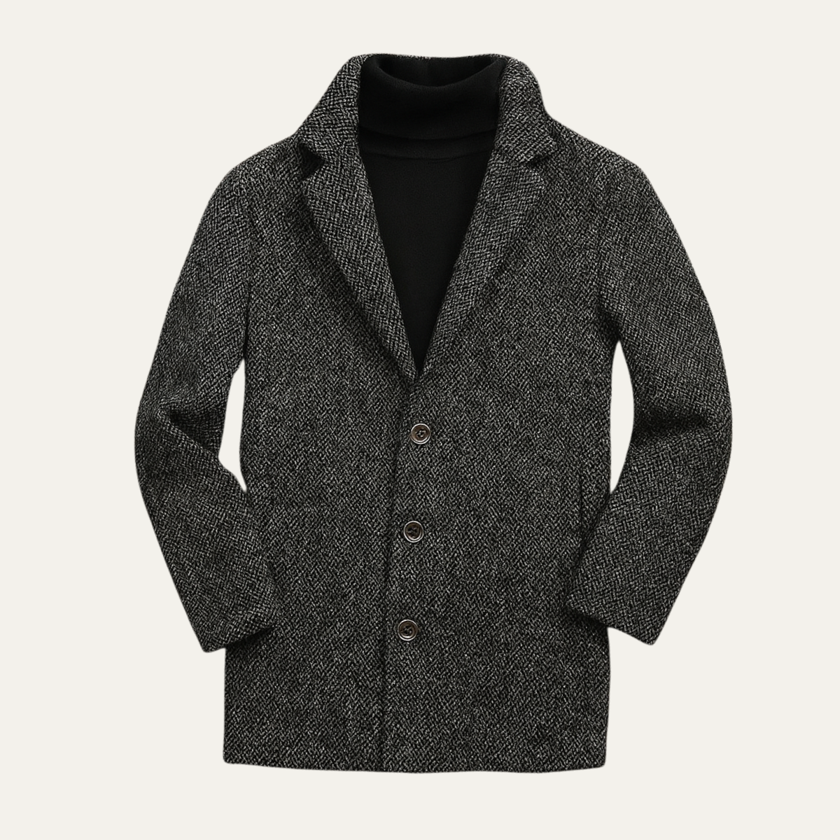 The Mayfair - Manteau en Laine Herringbone de Luxe pour Hommes – Gris