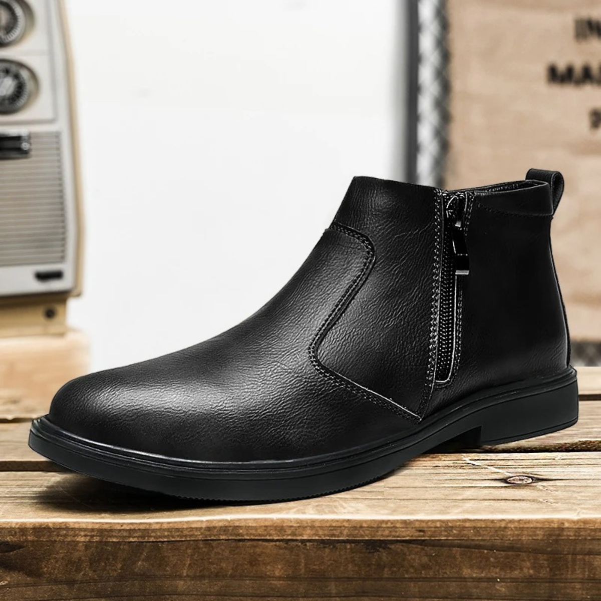 The Verona Bottines Chelsea en cuir pour hommes, avec fermeture éclair latérale