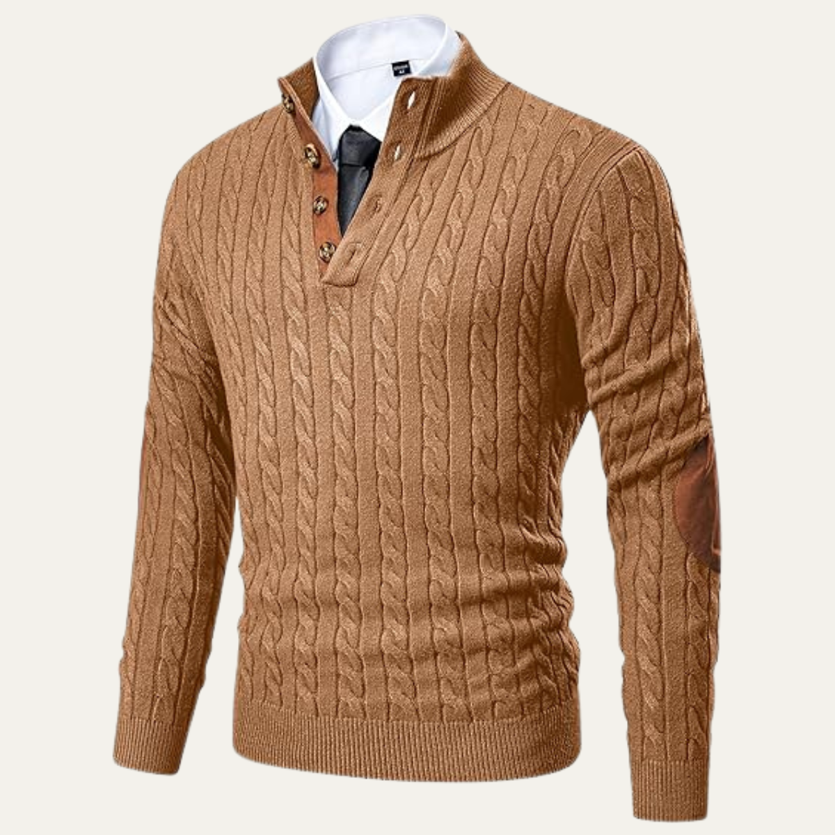 The Stamford – Pull homme col montant en maille torsadée