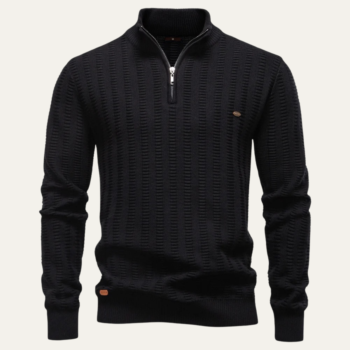 The Cotswold – Pull homme à col zippé en maille chaude