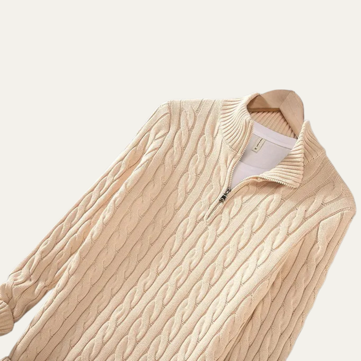 The Ashmeadow - Pull à fermeture éclair pour homme en 100 % coton doux tricoté torsadé