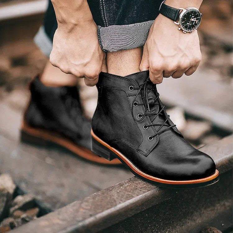 The Lucca Bottines Vintage en Cuir à Lacets pour Homme