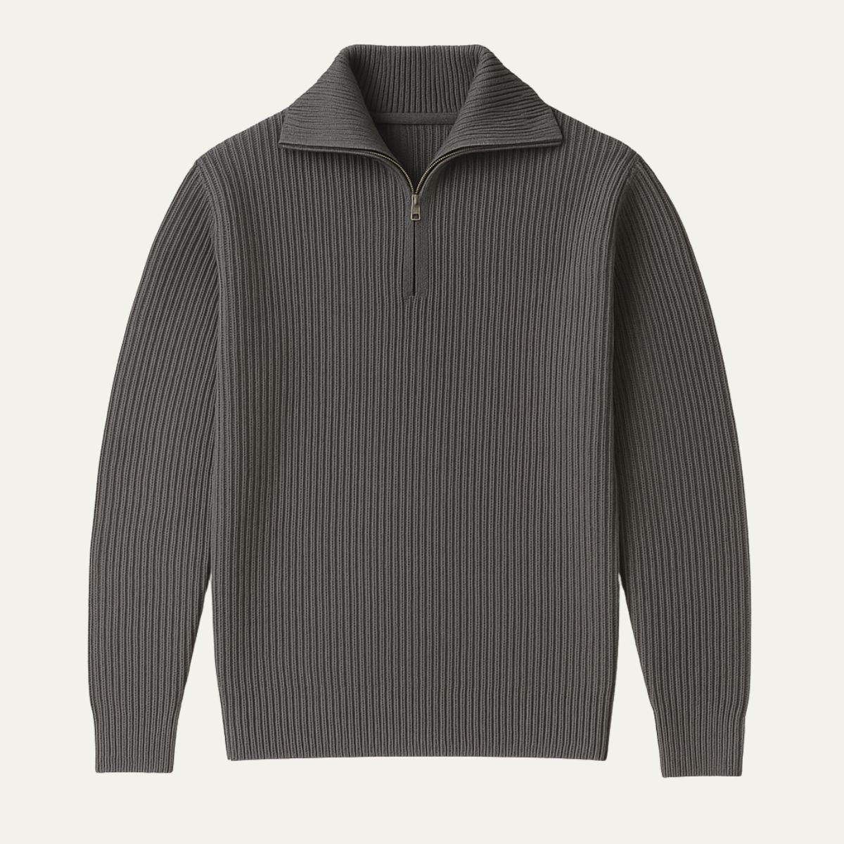 The Merino - Pull Demi Zip Homme Côtelé Laine Mérinos Confort