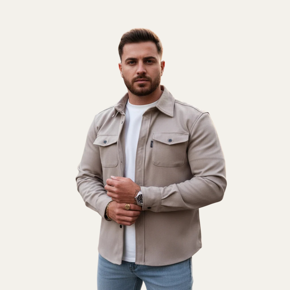 The Crossfield - Chemise en Mélange de Coton à Boutons Modernes pour Hommes