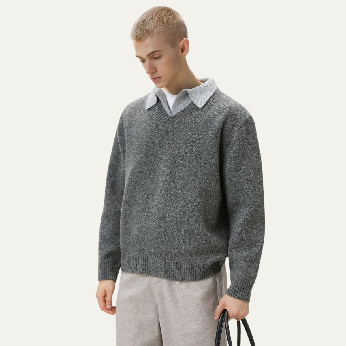 The Matera Stylish Le Pull Tricoté à Col Polo Doux pour Homme