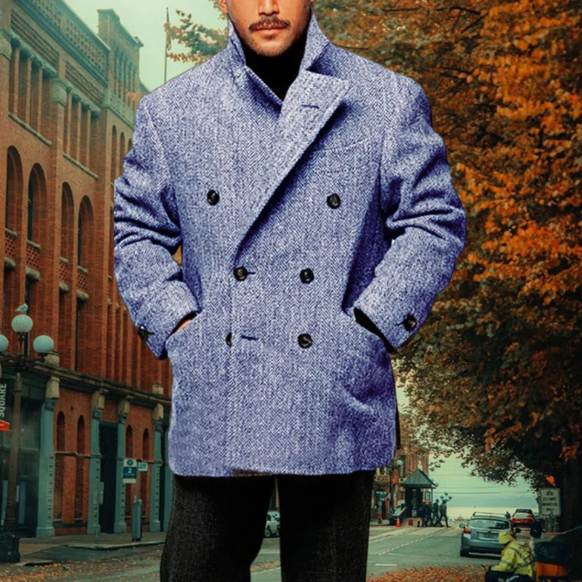 The Ashton - Blazer d'hiver vintage à double boutonnage en laine mélangée pour homme