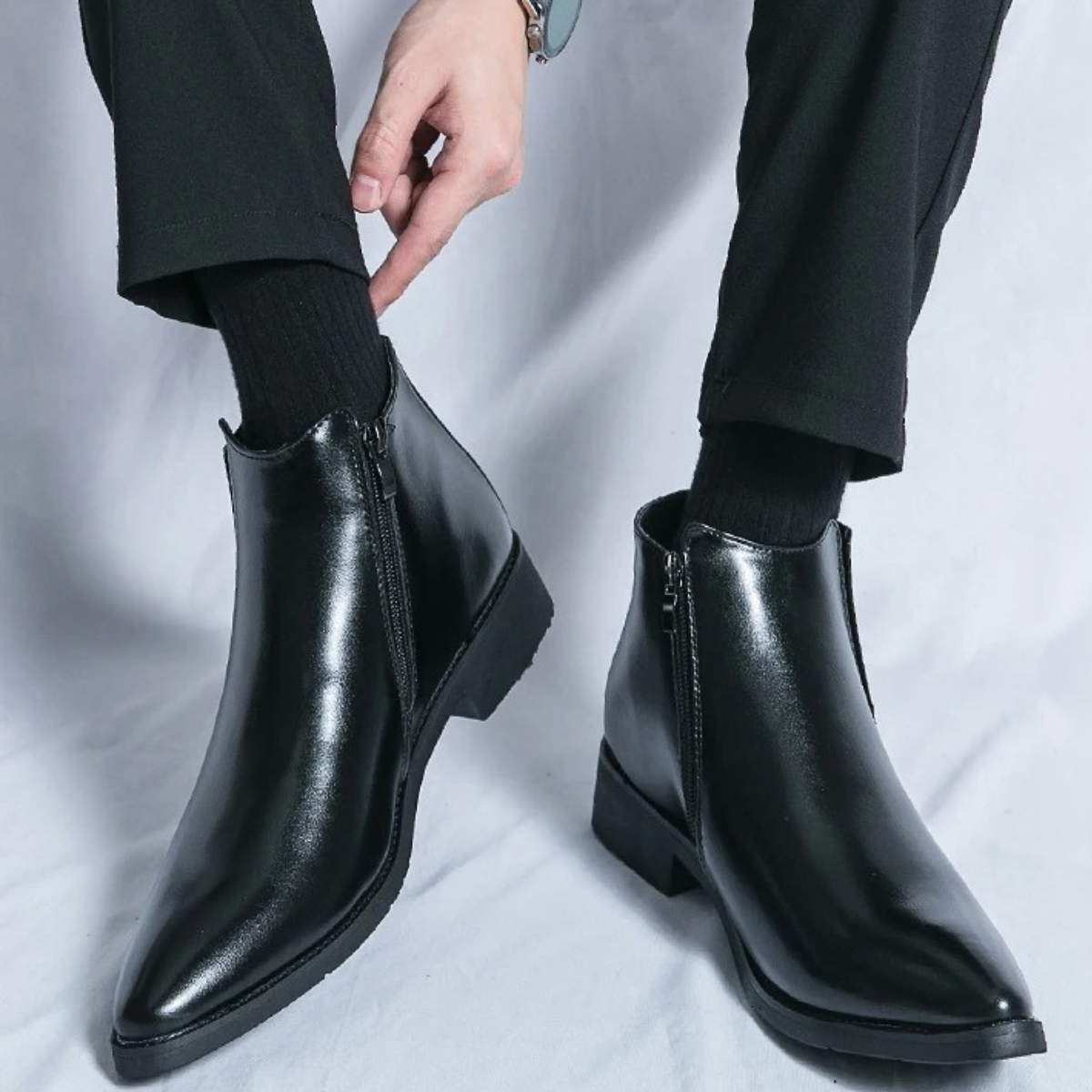 The Panarea - Bottes Chelsea Slip-On en Cuir Classiques pour Hommes
