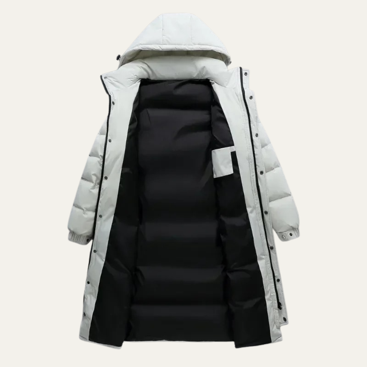 The Westminster - Manteau Puffer Long Noir à Capuche pour Homme