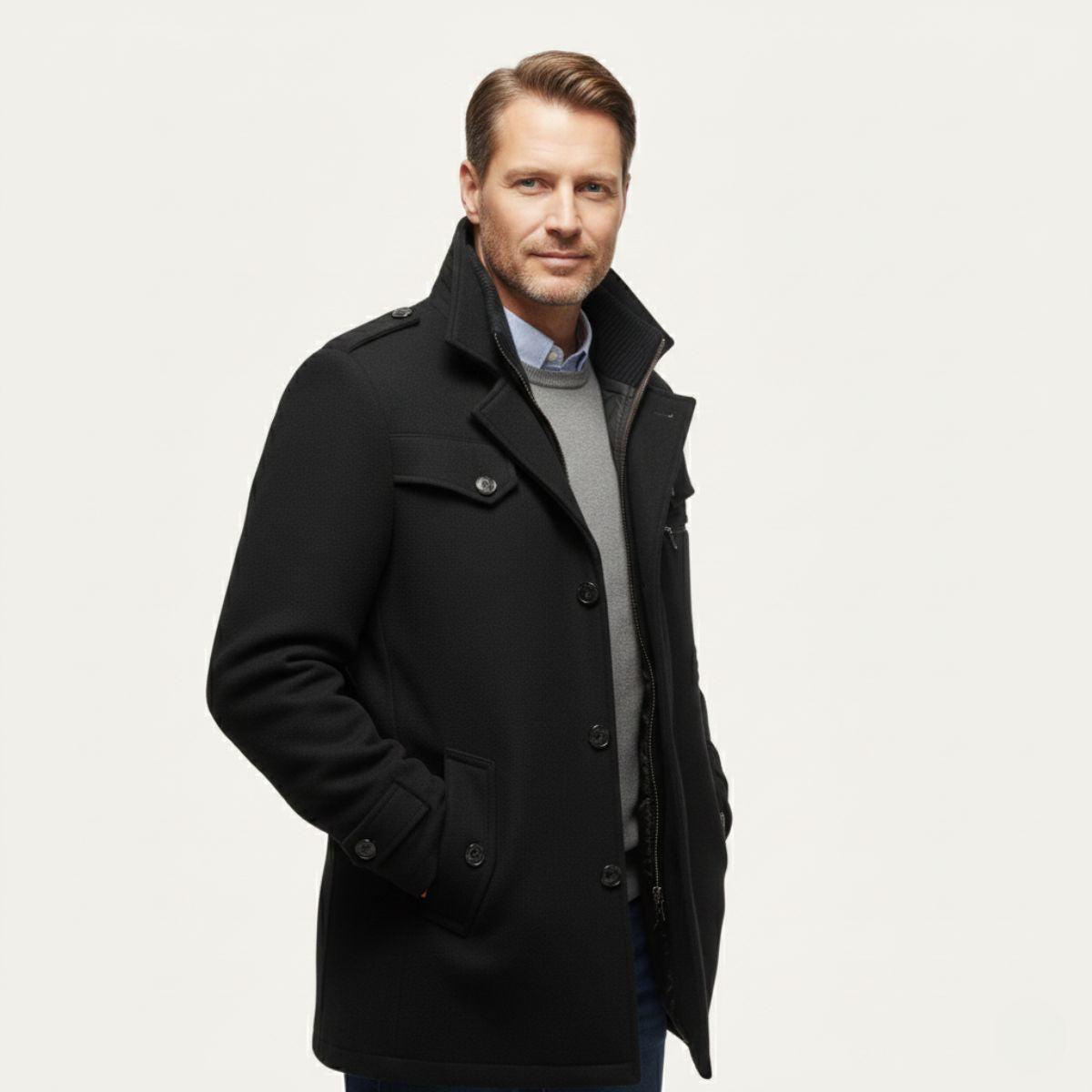 The Stonemont - Manteau d'Hiver en Laine Mélangée Smart Casual pour Hommes