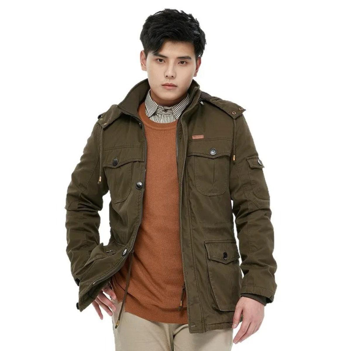 The Valpolicella - Parka d'hiver à capuche pour homme avec doublure en polaire