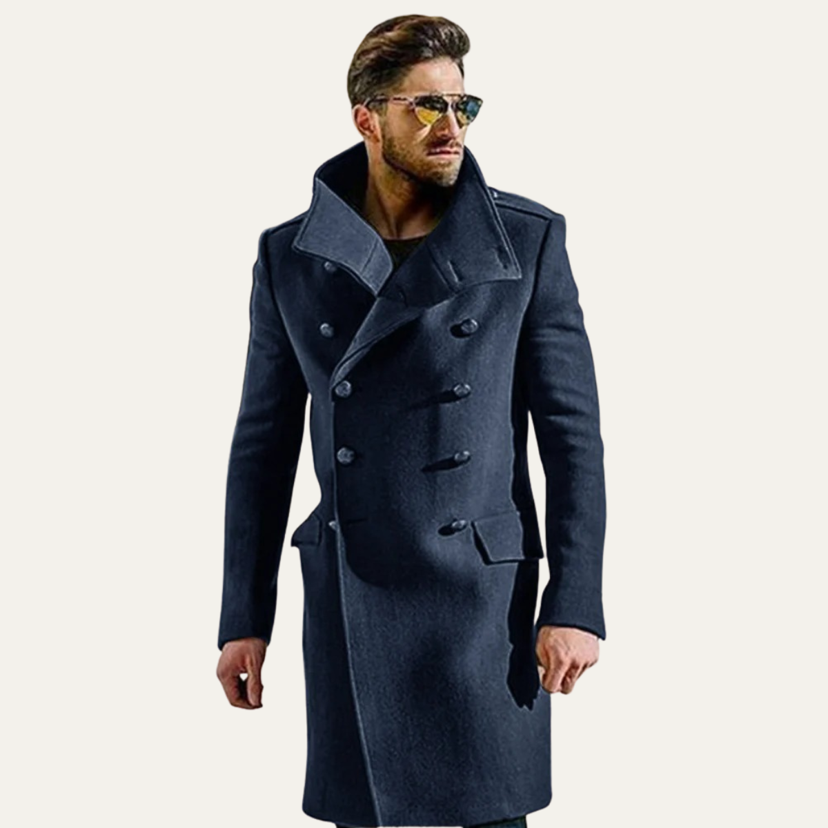 The Dunhill - manteau trench long en laine doublement boutonné élégant pour hommes