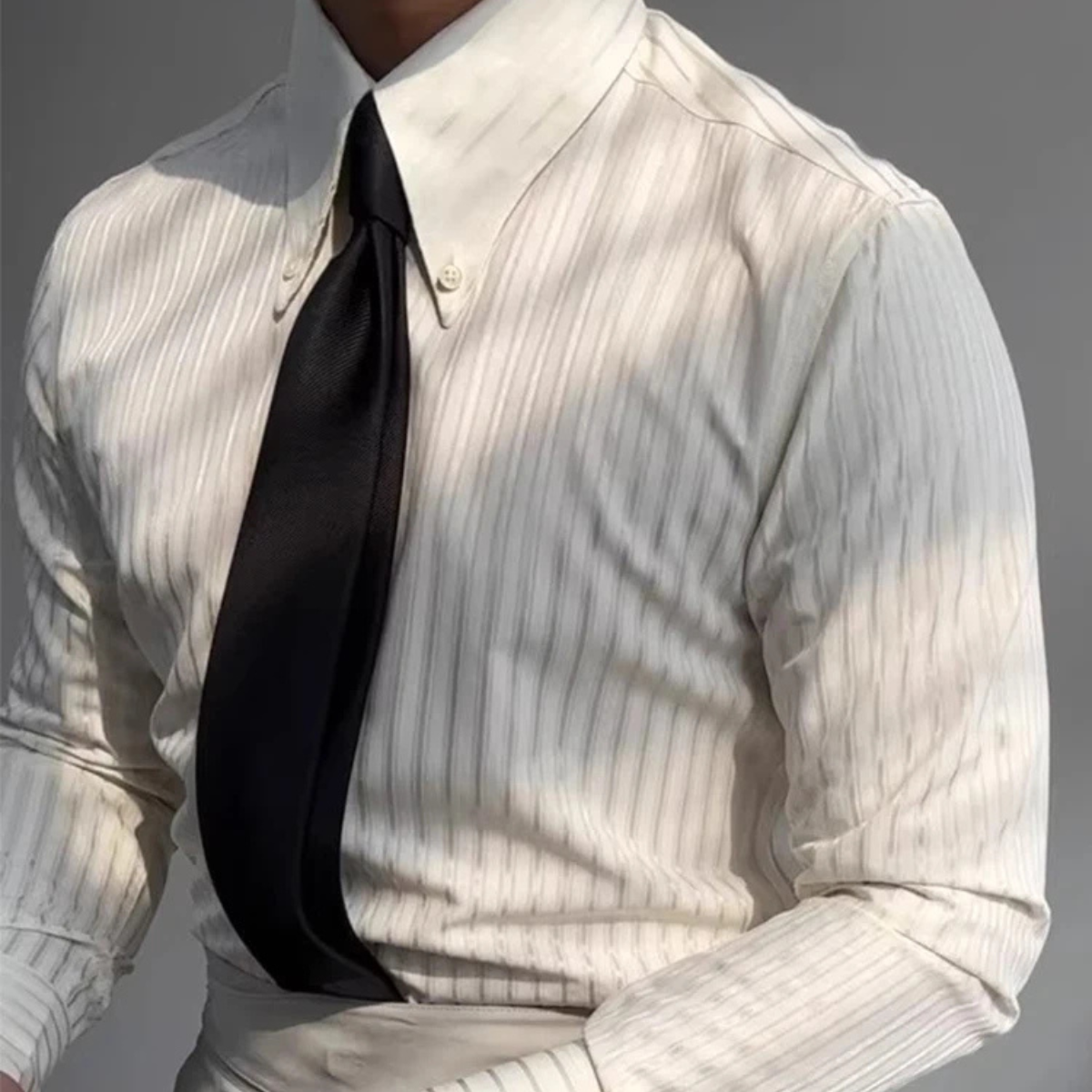 The Macerata - Chemise Formelle à Boutons Plissée Texturée pour Homme – Abricot