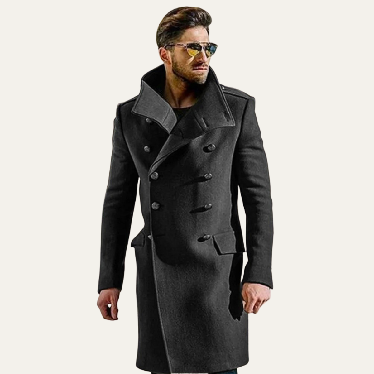 The Stratord - Trench Coat Long en Laine Double Boutonnage pour Hommes