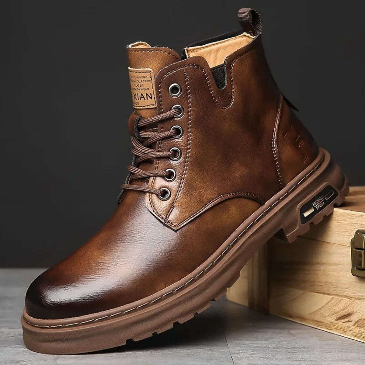The Lipari - Bottines en Cuir Antidérapantes Durables pour Hommes
