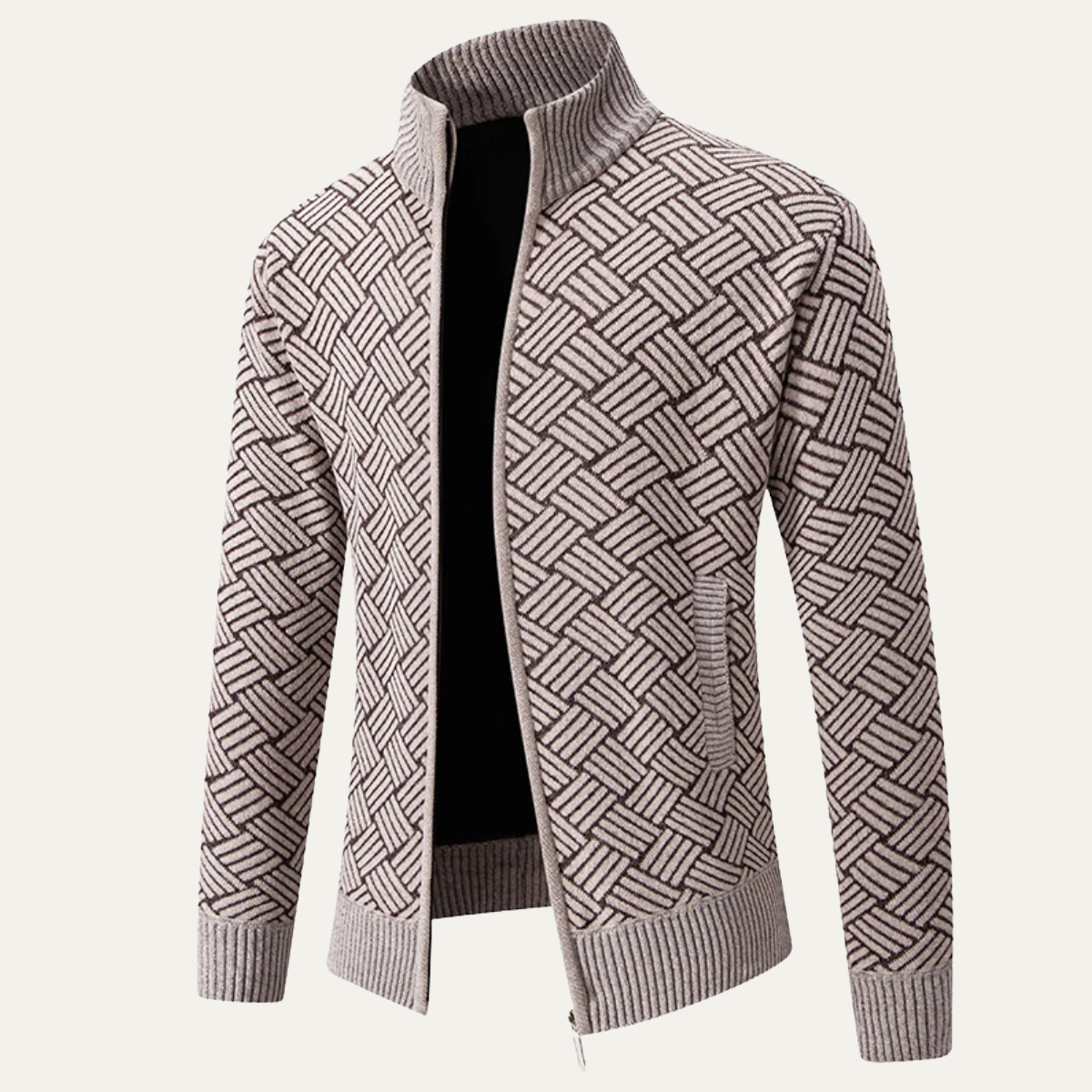 The Brackenridge - Veste à Zip Complet Tricotée Épaissie et Doublée en Fleece pour Hommes