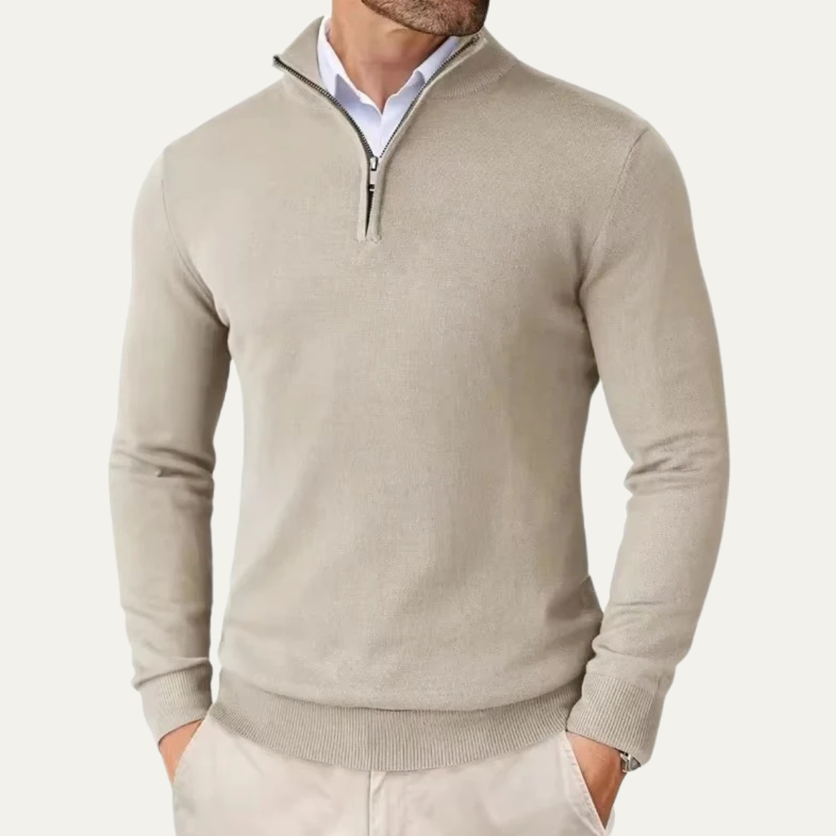 The Elmwood - Pull en tricot à col haut et fermeture éclair quart de longueur pour homme