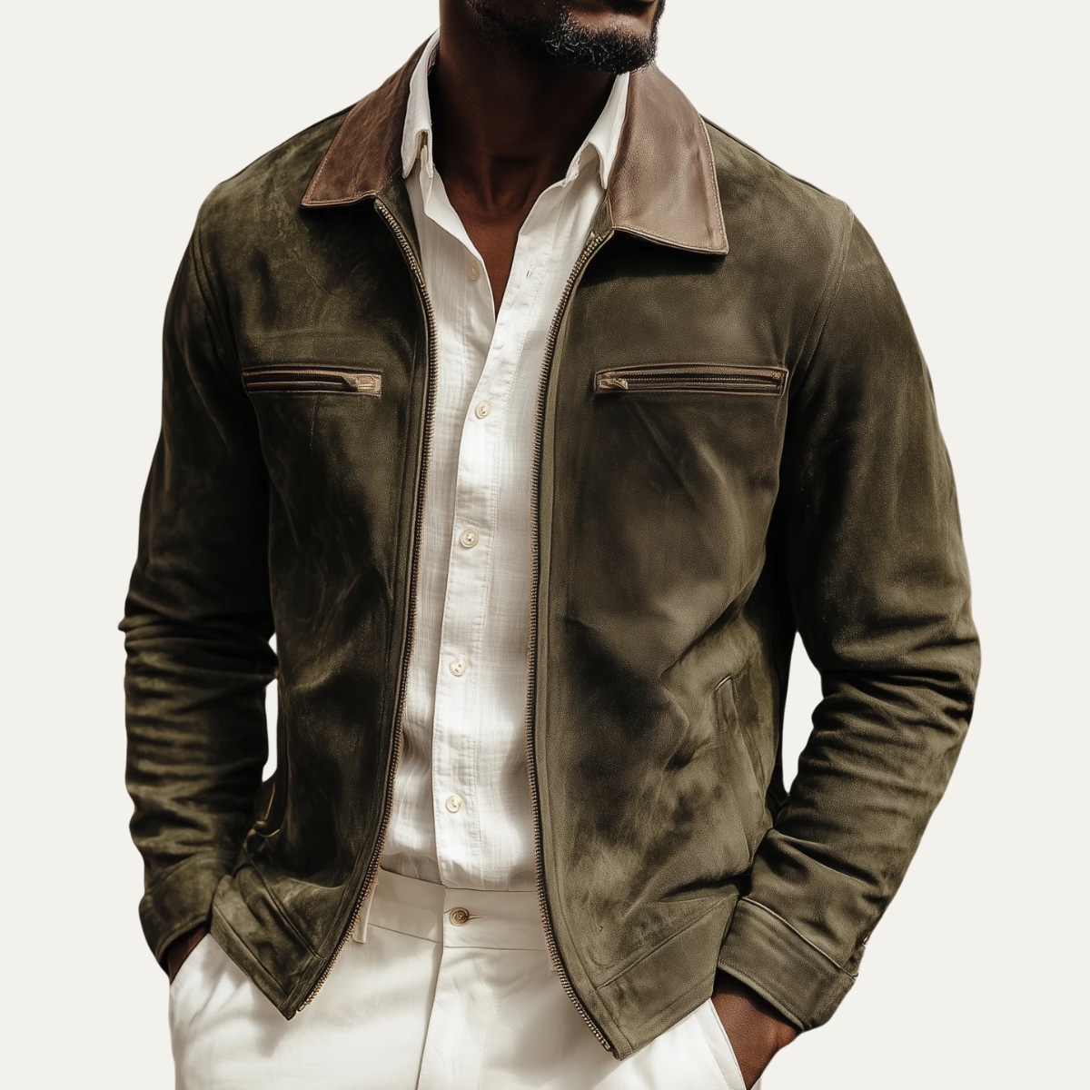 The Belgravia - Veste en daim vert foncé pour homme – Style country classique et luxueux