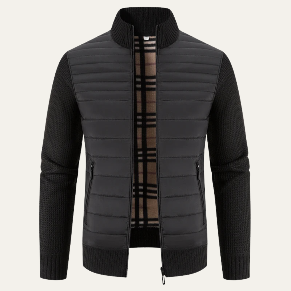 The Cardiff Veste d’Hiver en Tricot pour Homme avec Doublure en Polaire